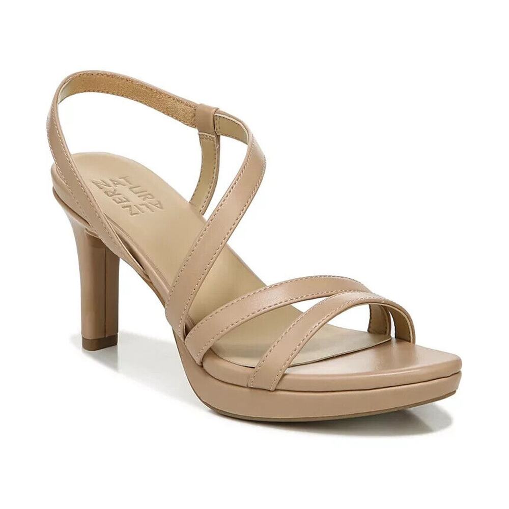 Naturalizer Tan Block Heel Sandals with Adjustable Straps